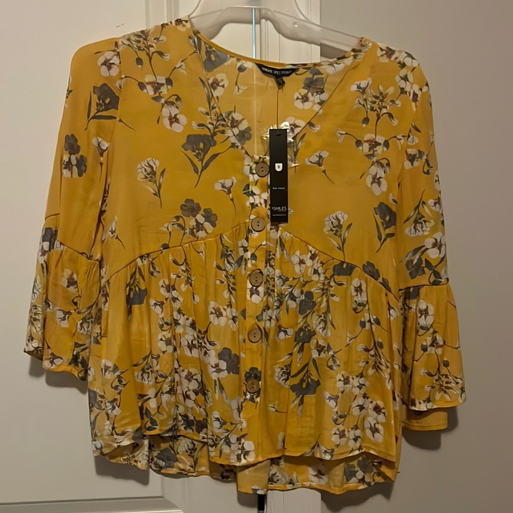 NWT Yellow Floral Print Top